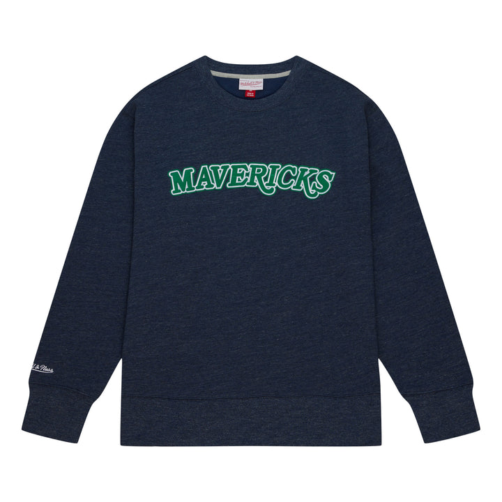 DALLAS MAVERICKS MITCHELL & NESS NAVY BLUE VINTAGE CREWNECK SWEATSHIRT