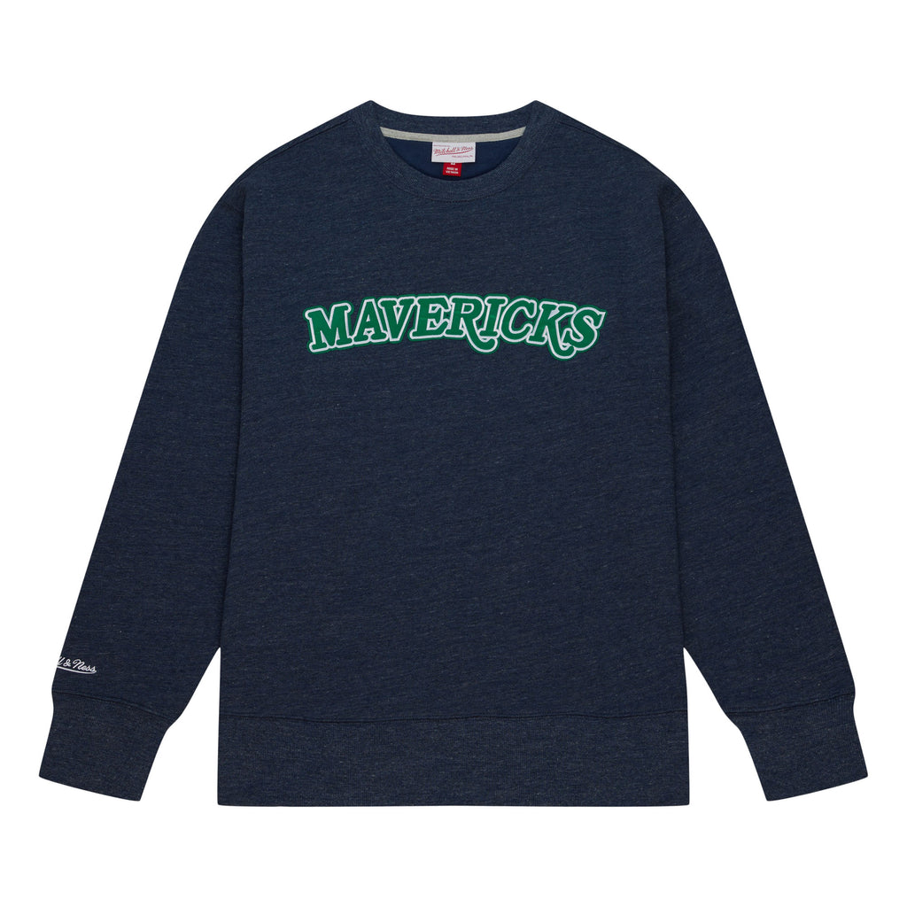 DALLAS MAVERICKS MITCHELL NESS NAVY BLUE VINTAGE CREWNECK SWEATSHIRT Mavs Shop