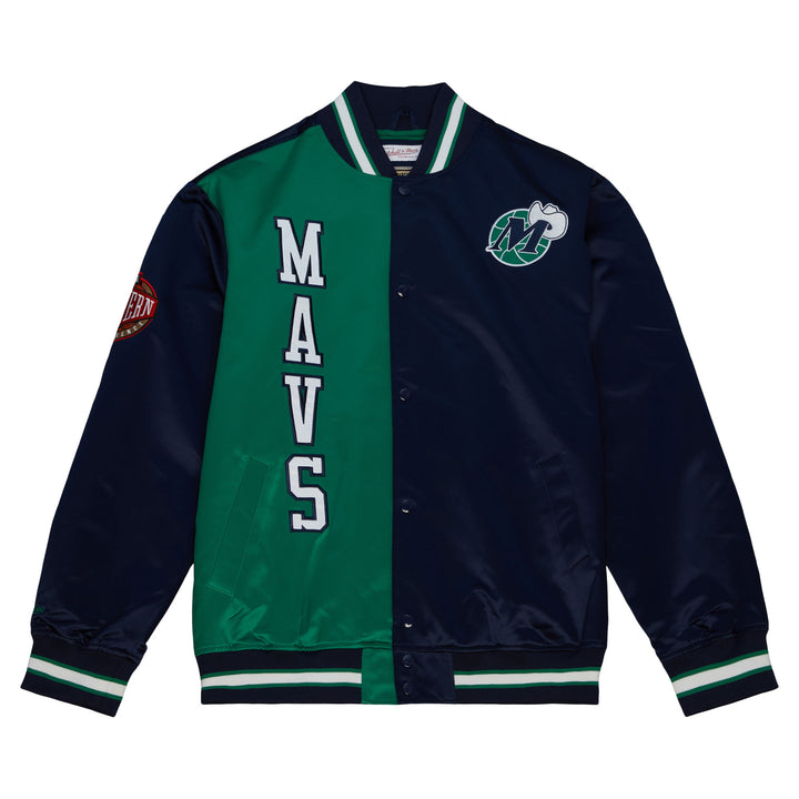 DALLAS MAVERICKS MITCHELL & NESS NAVY BLUE MAVS M-HAT SATIN JACKET