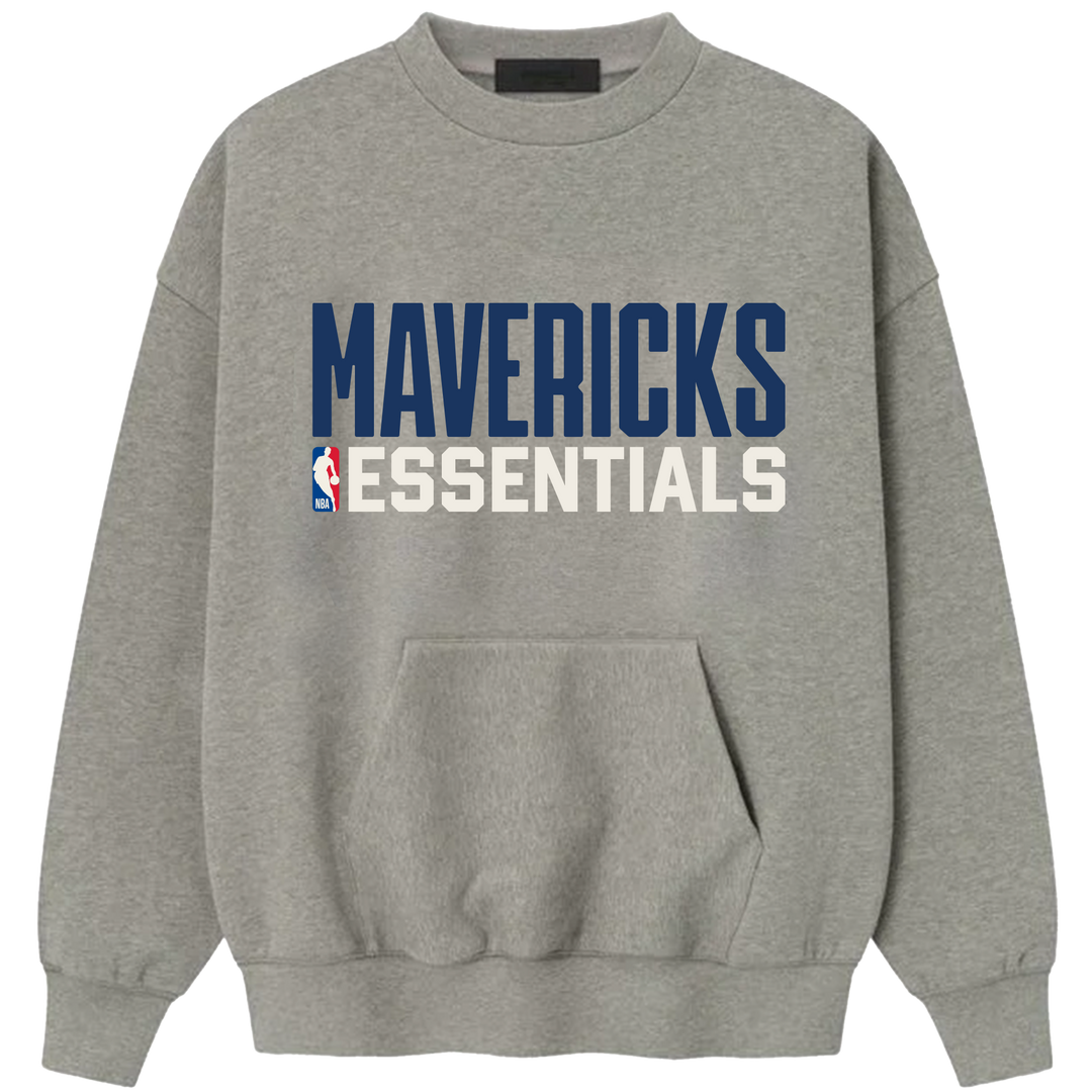 DALLAS MAVERICKS FEAR OF GOD DARK HEATHER ESSENTIALS CREWNECK