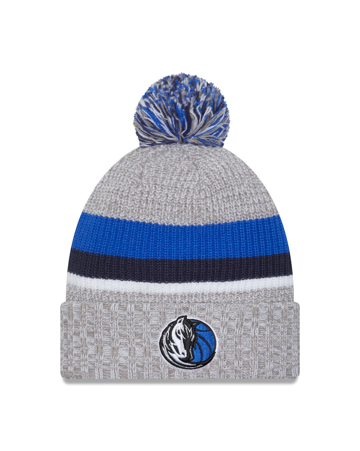 DALLAS MAVERICKS NEW ERA YOUTH GREY STRIPED HORSEHEAD POM KNIT