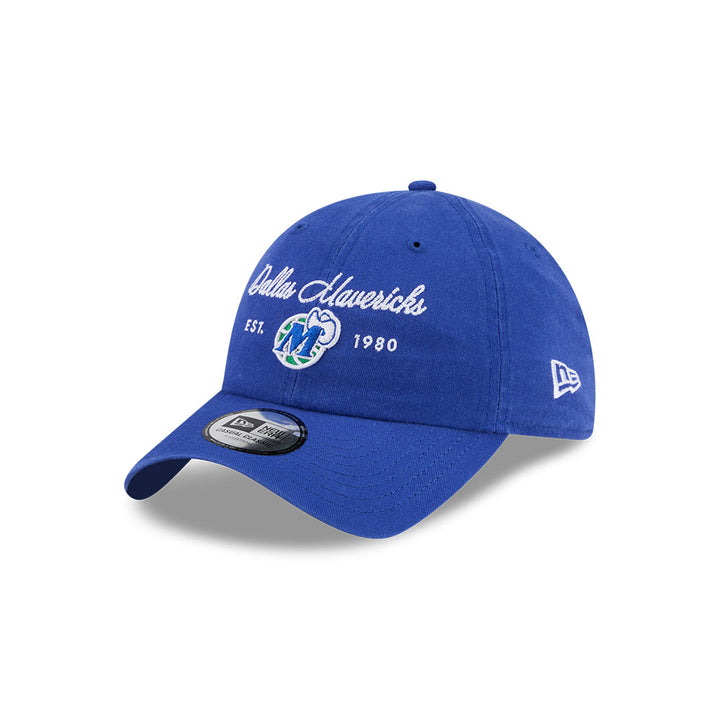 Dallas Mavericks New Era Royal Script Hardwood Classic Adjustable Cap