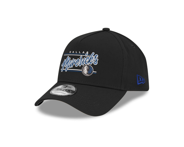 DALLAS MAVERICKS NEW ERA BLACK SCRIPTED 940 ADJUSTABLE CAP