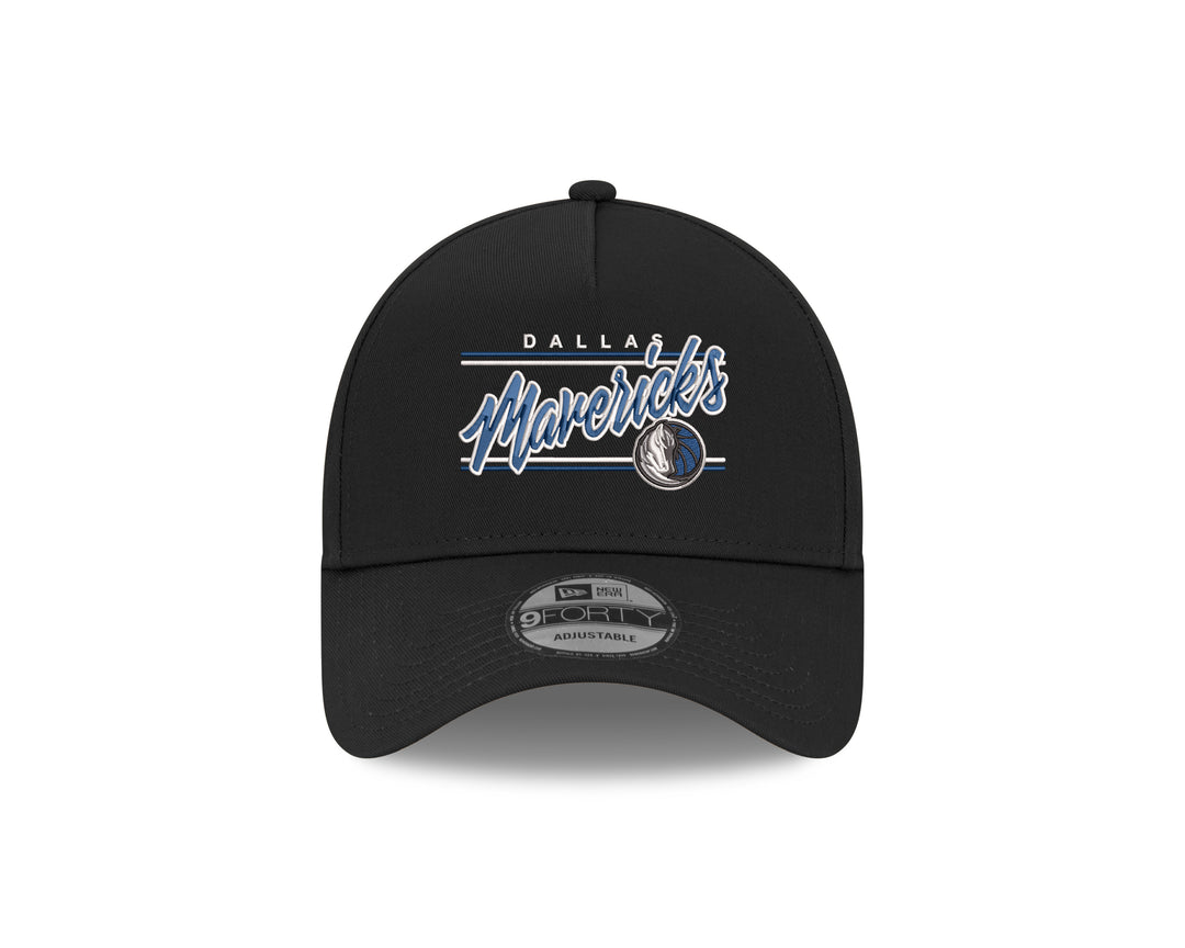 DALLAS MAVERICKS NEW ERA BLACK SCRIPTED 940 ADJUSTABLE CAP