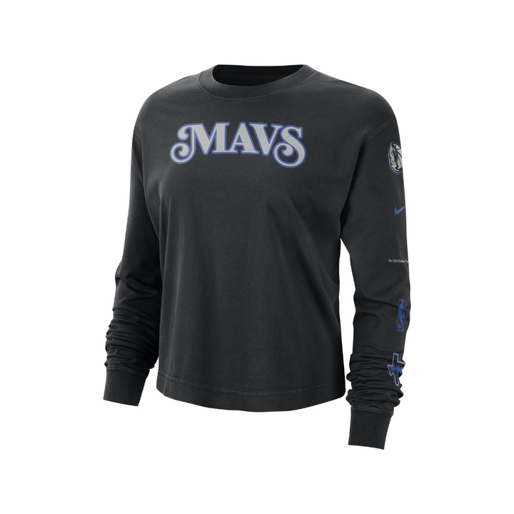 DALLAS MAVERICKS NIKE CITY EDITION 2023-24 WOMEN'S MAVS BLACK LONG-SLEEVE TEE