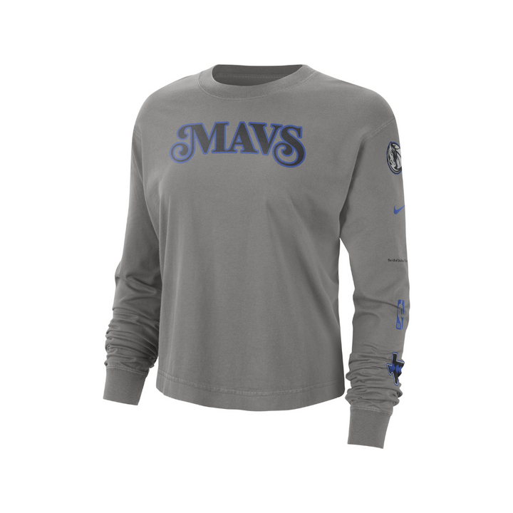 DALLAS MAVERICKS NIKE CITY EDITION 2023-24 WOMEN'S MAVS GREY LONG-SLEEVE TEE