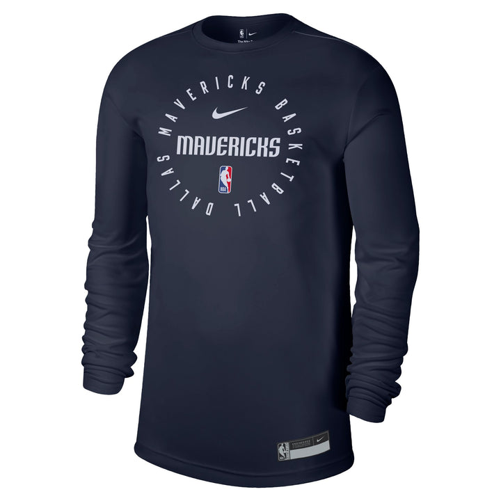 DALLAS MAVERICKS NIKE NAVY PRACTICE LONGSLEEVE TEE