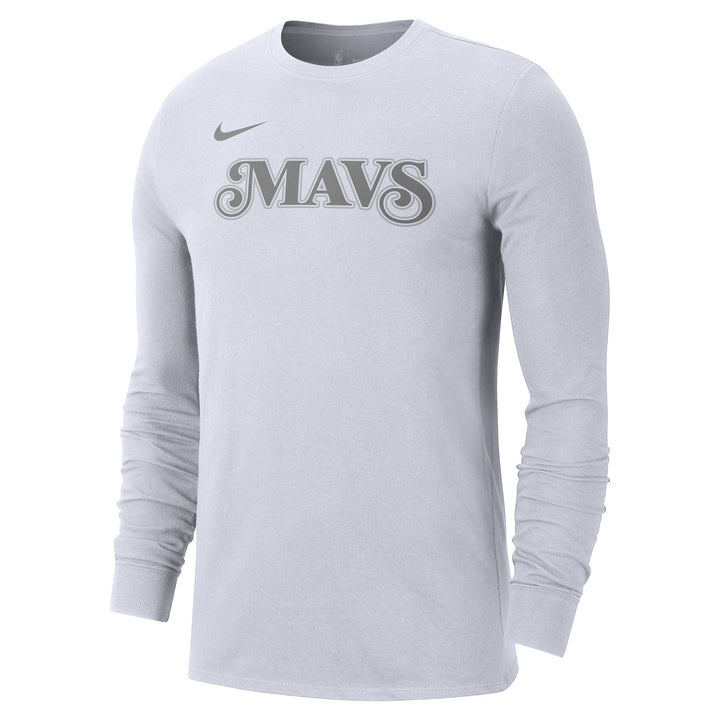 DALLAS MAVERICKS NIKE CITY EDITION 2024-25 ESSENTIAL MAVS WHITE LONG-SLEEVE TEE