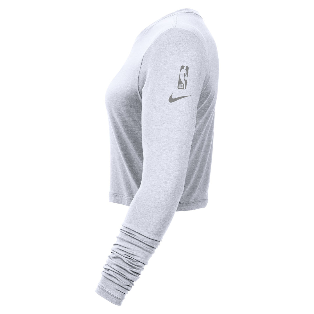 DALLAS MAVERICKS NIKE CITY EDITION 2024-25 WOMEN'S WHITE CROP LONG-SLEEVE TEE