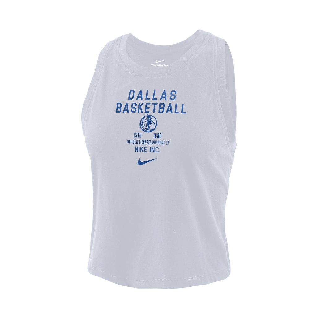 DALLAS MAVERICKS NIKE WOMENS WHITE CROPPED TANK