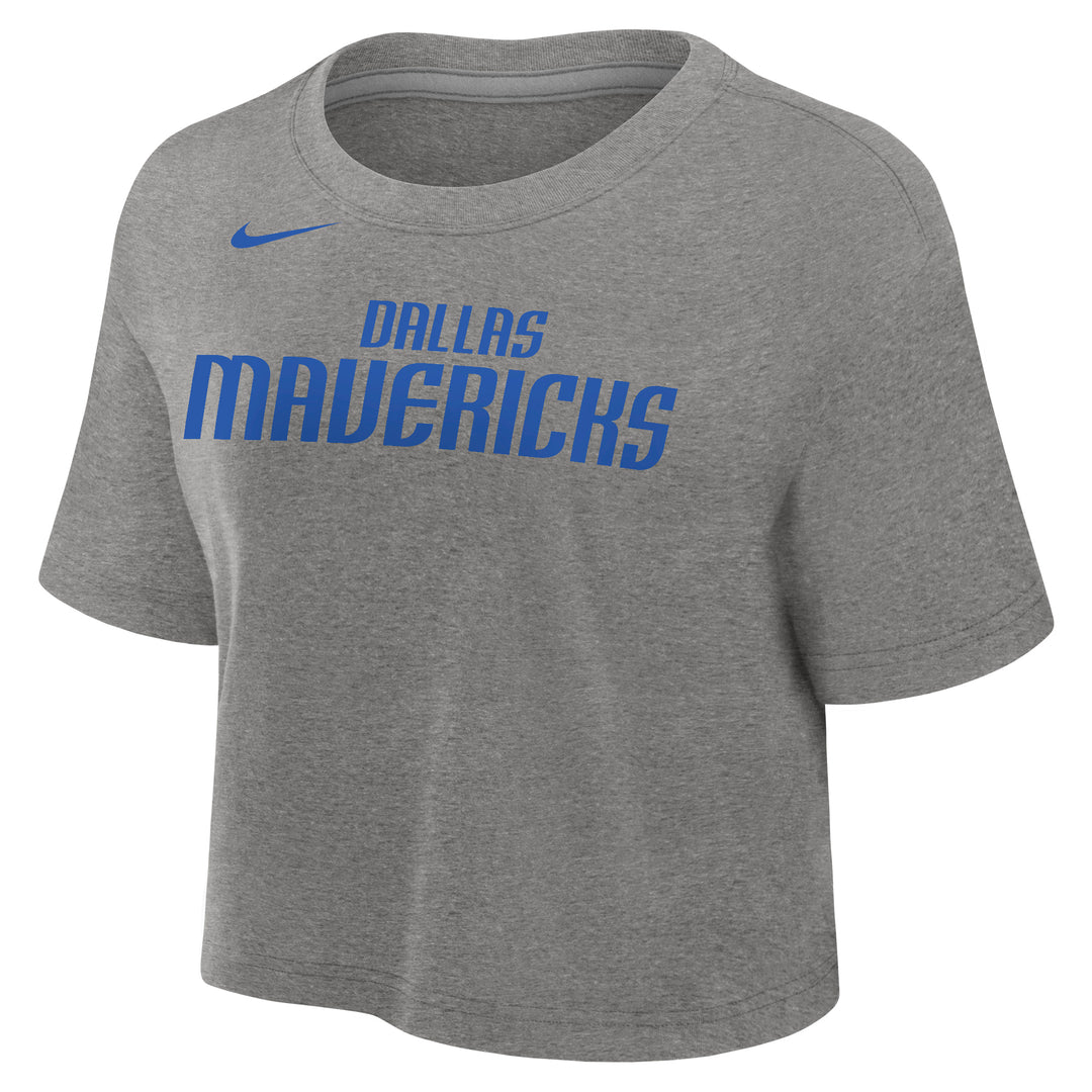 DALLAS MAVERICKS NIKE WOMENS HEATHER CROPPED SHORT SLEEVE TEE