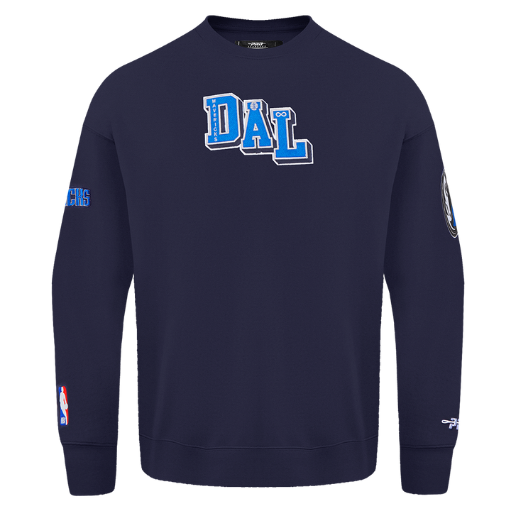 DALLAS MAVERICKS PRO STANDARD NAVY CURSIVE WORDMARK CREWNECK