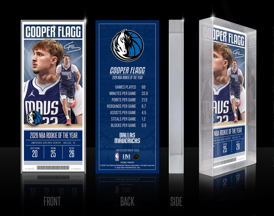 DALLAS MAVERICKS HIGHLAND MINT COOPER FLAGG ACRYLIC 3D TICKET