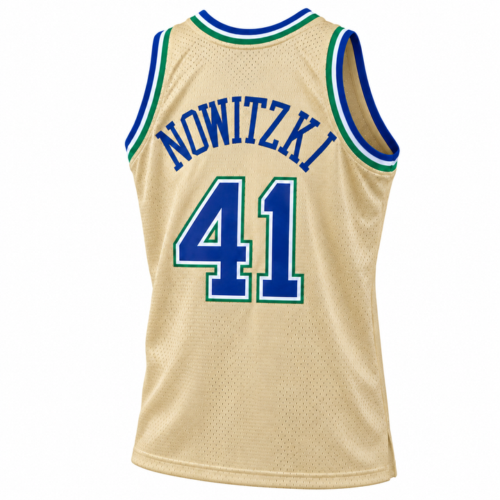 Dallas Mavericks Dirk Nowitzki Hardwood Classic Gold Jersey