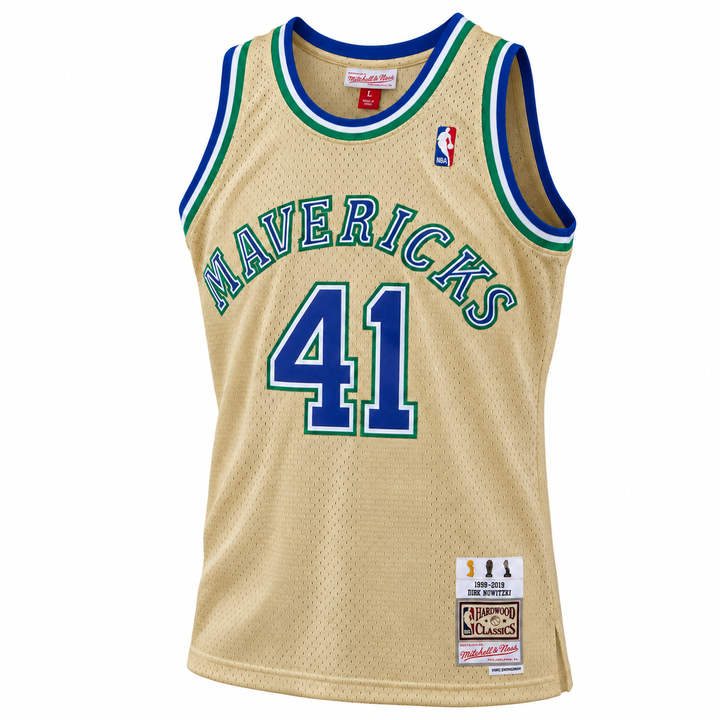 Dallas Mavericks Dirk Nowitzki Hardwood Classic Gold Jersey