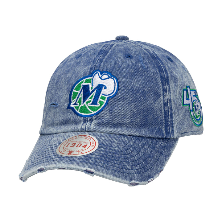DALLAS MAVERICKS MITCHELL & NESS 45TH ANNIVERSARY HARDWOOD CLASSIC WORN DEMIN ADJUSTABLE CAP