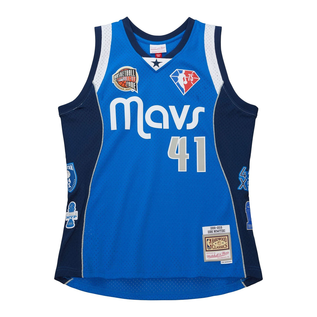 mavericks gear DALLAS MAVERICKS MITCHELL & NESS 2023 DIRK NOWITZKI HALL OF FAME SWINGMAN JERSEY