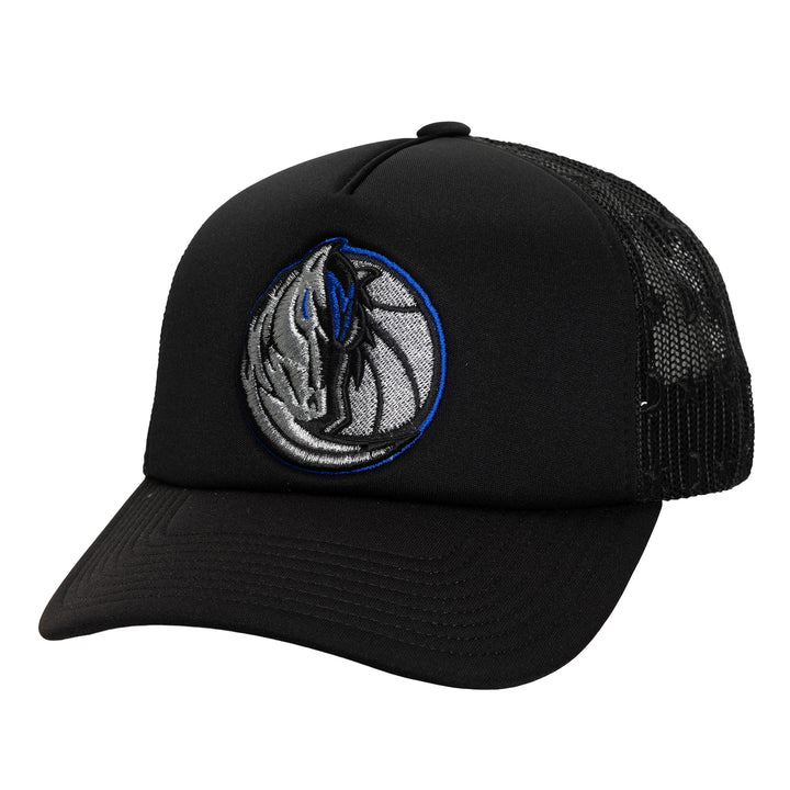 DALLAS MAVERICKS MITCHELL & NESS 2025-26 CITY EDITION BLACK HORSEHEAD TRUCKER SNAPBACK CAP