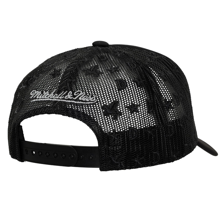 DALLAS MAVERICKS MITCHELL & NESS 2025-26 CITY EDITION BLACK HORSEHEAD TRUCKER SNAPBACK CAP