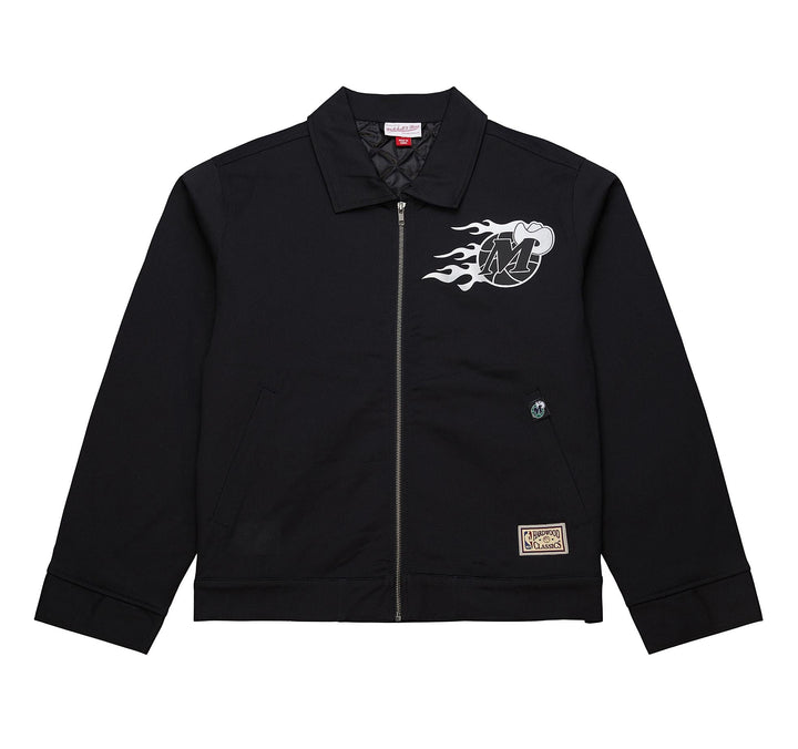 DALLAS MAVERICKS MITCHELL & NESS BLACK WORKMAN JACKET