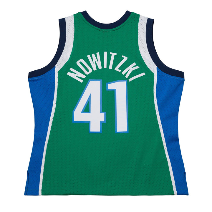 DALLAS MAVERICKS MITCHELL & NESS 45TH ANNIVERSARY HARDWOOD CLASSIC DIRK NOWITZKI GREEN SWINGMAN JERSEY