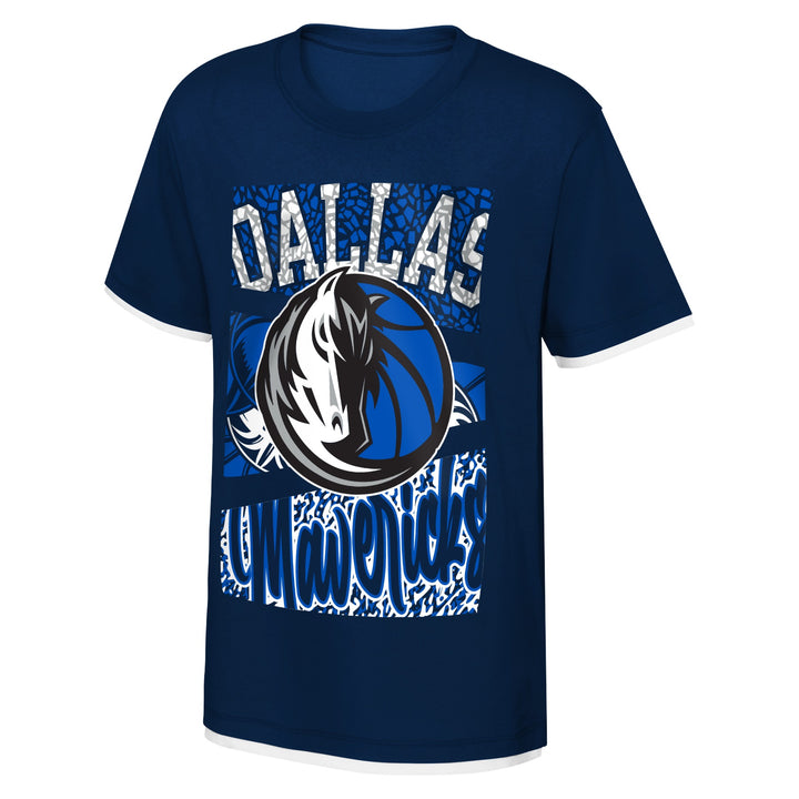 DALLAS MAVERICKS NIKE OUTERSTUFF KIDS SHORT SLEEVE WHITE TRIM GRAPHIC TEE