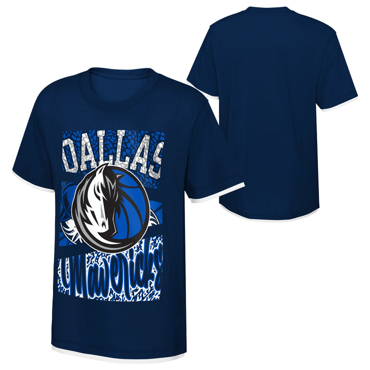 DALLAS MAVERICKS NIKE OUTERSTUFF KIDS SHORT SLEEVE WHITE TRIM GRAPHIC TEE