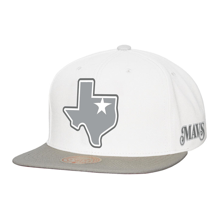 DALLAS MAVERICKS MITCHELL & NESS CITY EDITION 2024-25 WHITE TEXAS SNAPBACK