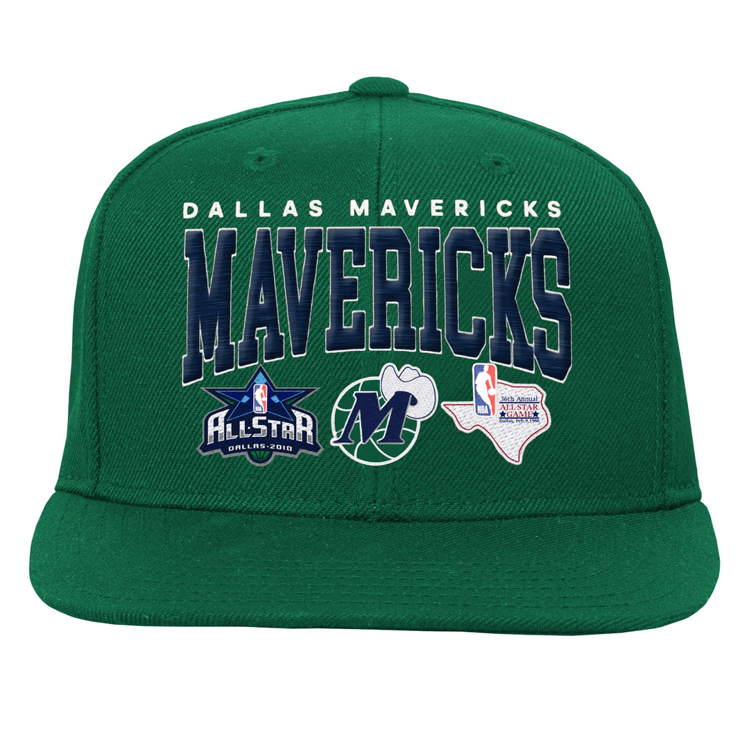 DALLAS MAVERICKS MITCHELL & NESS OUTERSTUFF YOUTH GREEN HARDWOOD CLASSIC SNAPBACK