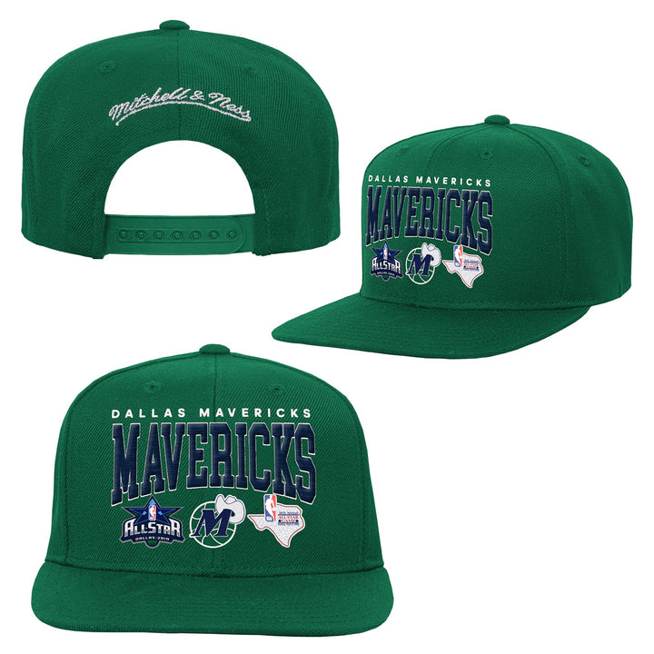 DALLAS MAVERICKS MITCHELL & NESS OUTERSTUFF YOUTH GREEN HARDWOOD CLASSIC SNAPBACK