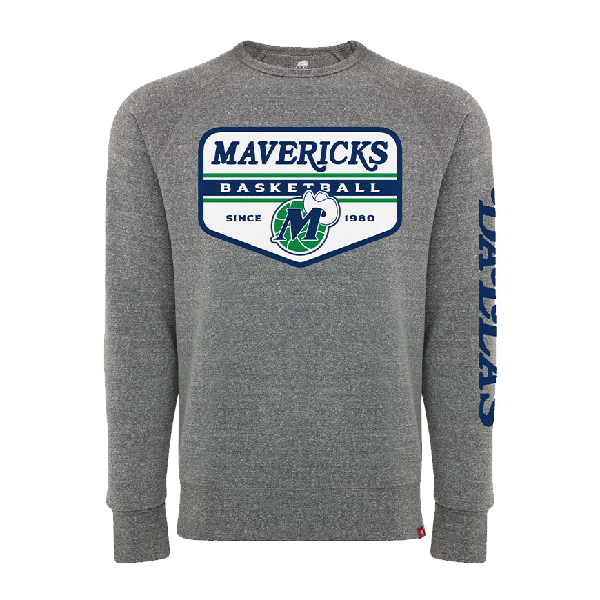 DALLAS MAVERICKS SPORTIQE HEATHER GREY M-HAT CREWNECK