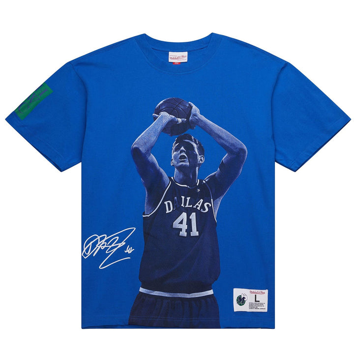 DALLAS MAVERICKS MITCHELL & NESS NAVY DIRK VINTAGE TEE