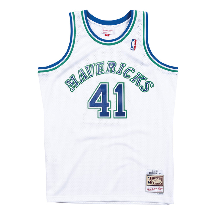 DIRK NOWITZKI DALLAS MAVERICKS MITCHELL & NESS WHITE HARDWOOD CLASSIC SWINGMAN JERSEY