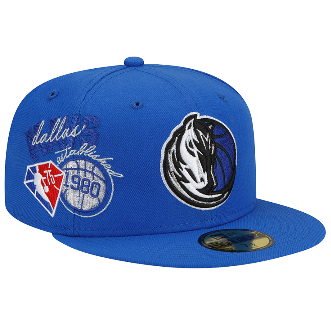 DALLAS MAVERICKS NEW ERA 5950 BACK HALF ROYAL FITTED CAP