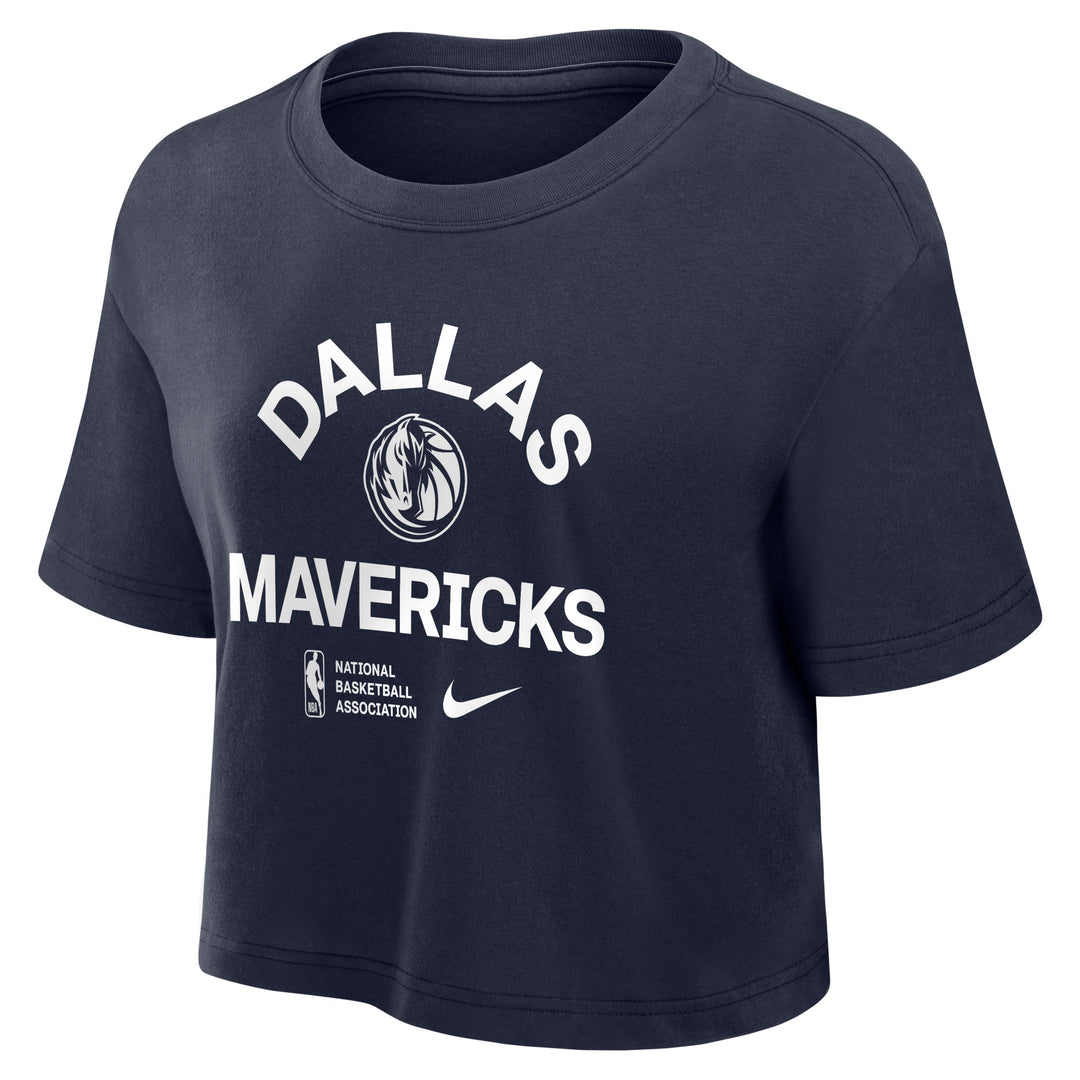 DALLAS MAVERICKS NIKE WOMEN'S NAVY SHORT SLEEVE CROPPED TEE