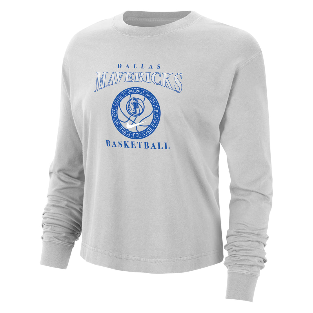 DALLAS MAVERICKS NIKE WOMEN'S GREY LONG SLEEVE BOXY TEE