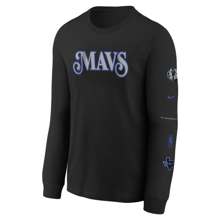 DALLAS MAVERICKS NIKE OUTERSTUFF CITY EDITION BLACK LONG-SLEEVE TEE - YOUTH