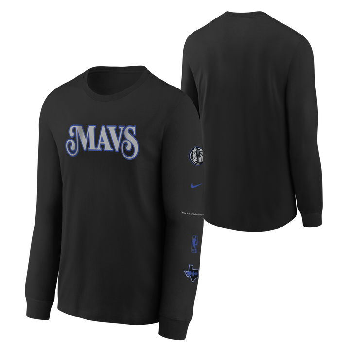 DALLAS MAVERICKS NIKE OUTERSTUFF CITY EDITION BLACK LONG-SLEEVE TEE - YOUTH