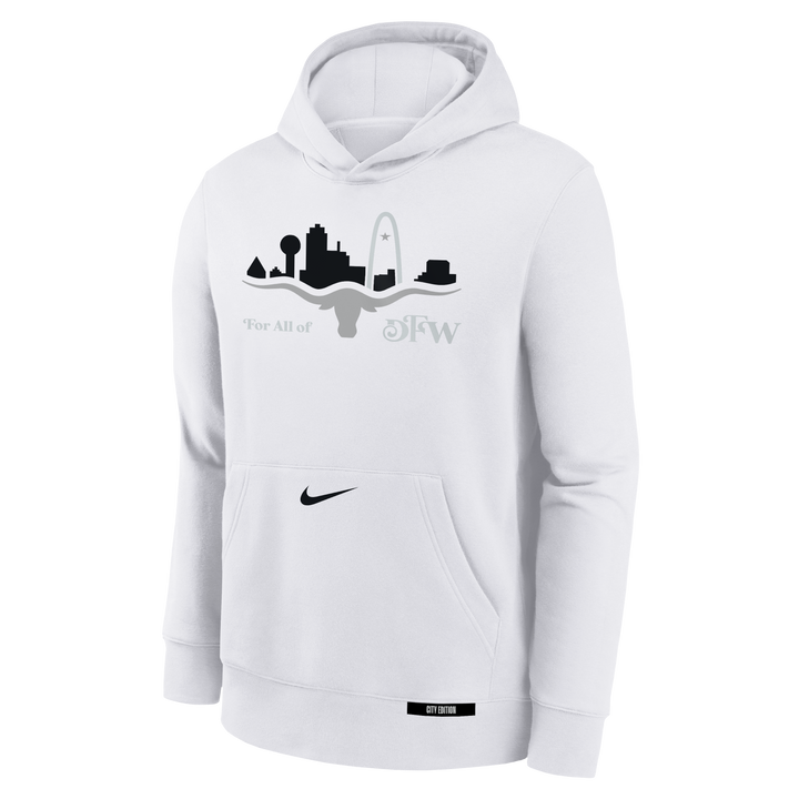 DALLAS MAVERICKS NIKE OUTERSTUFF CITY EDITION 2024-25 YOUTH WHITE SKYLINE HOODIE