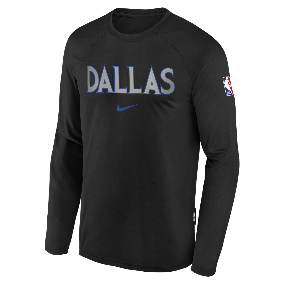DALLAS MAVERICKS NIKE OUTER STUFF 2025-26 CITY EDITION YOUTH BLACK LONG SLEEVE WARM-UP TOP