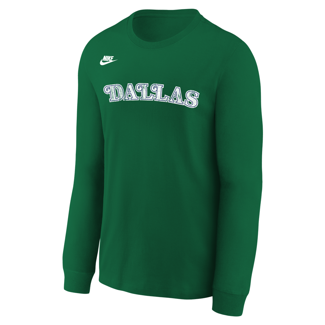 DALLAS MAVERICKS NIKE OUTERSTUFF HARDWOOD CLASSIC YOUTH GREEN LONG SLEEVE TEE