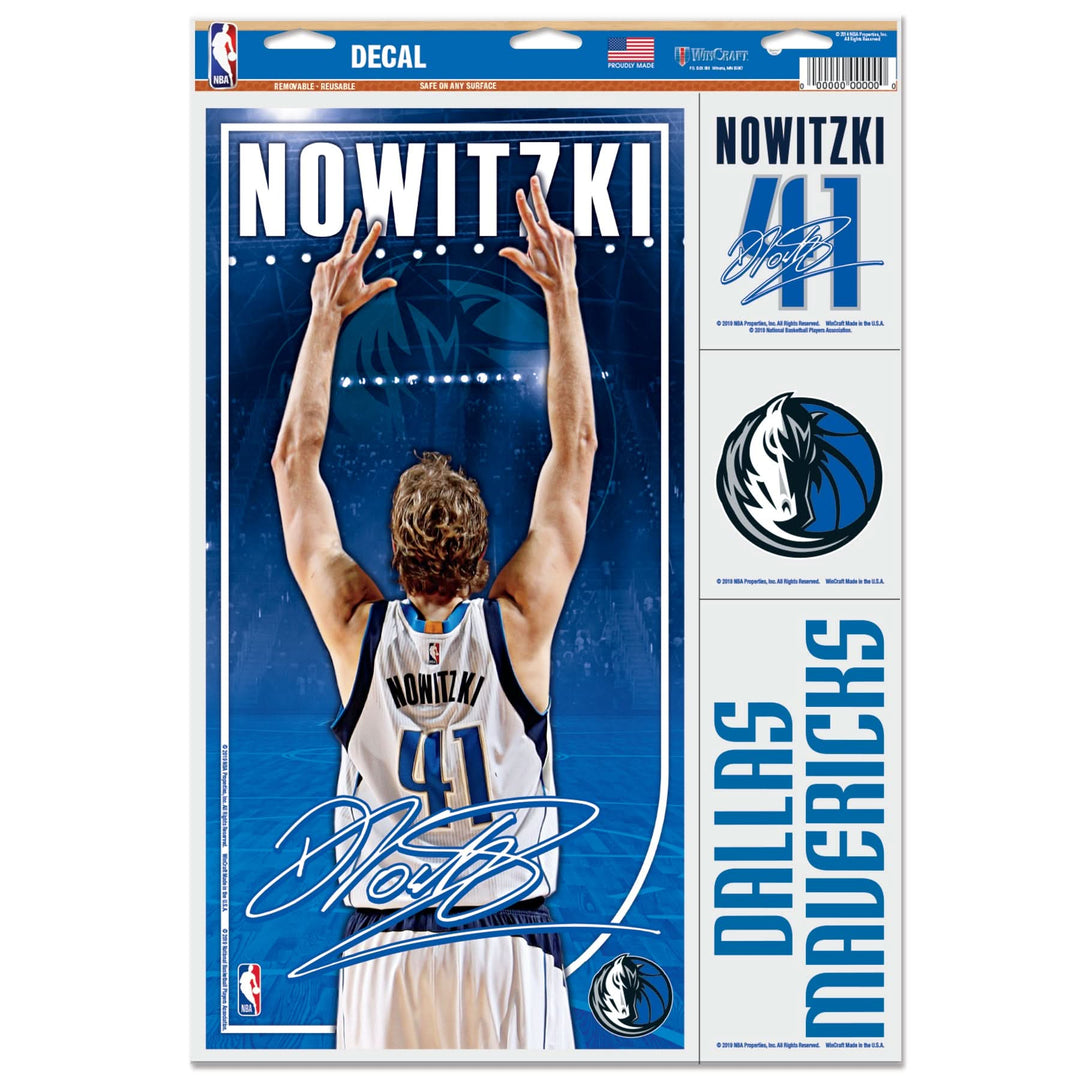 DALLAS MAVERICKS WINCRAFT DIRK CELEBRATION DECAL SHEET