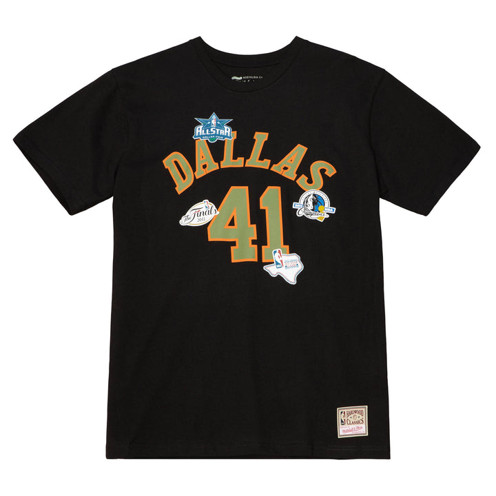 DALLAS MAVERICKS MITCHELL & NESS FLIGHT DIRK NOWITZKI NAME & NUMBER TEE