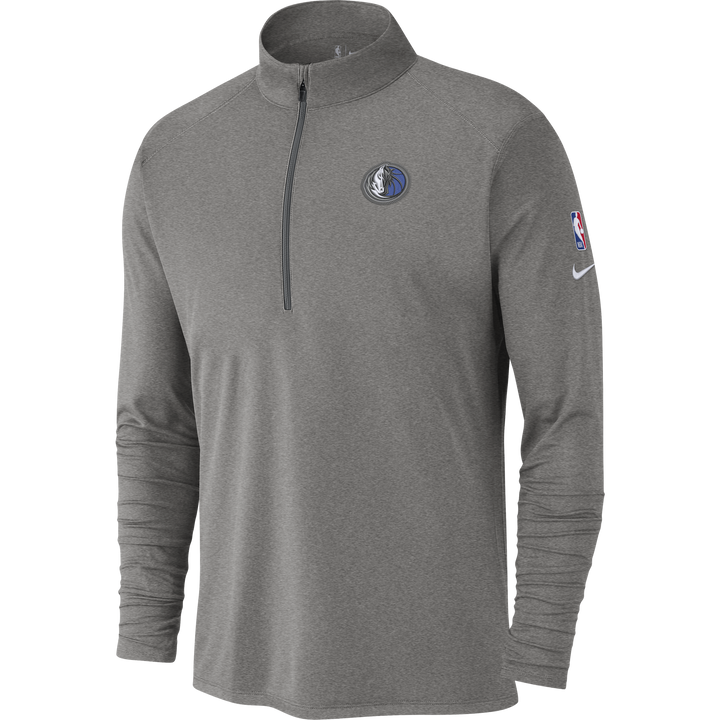 DALLAS MAVERICKS NIKE 20-21 GRAY ELEMENT HALF ZIP LONG SLEEVE TOP