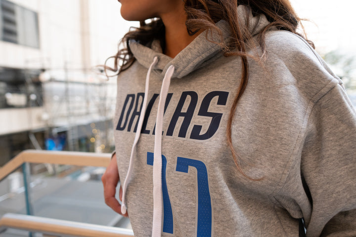 DALLAS MAVERICKS NIKE LUKA DONČIĆ GRAY NAME & NUMBER HOODIE