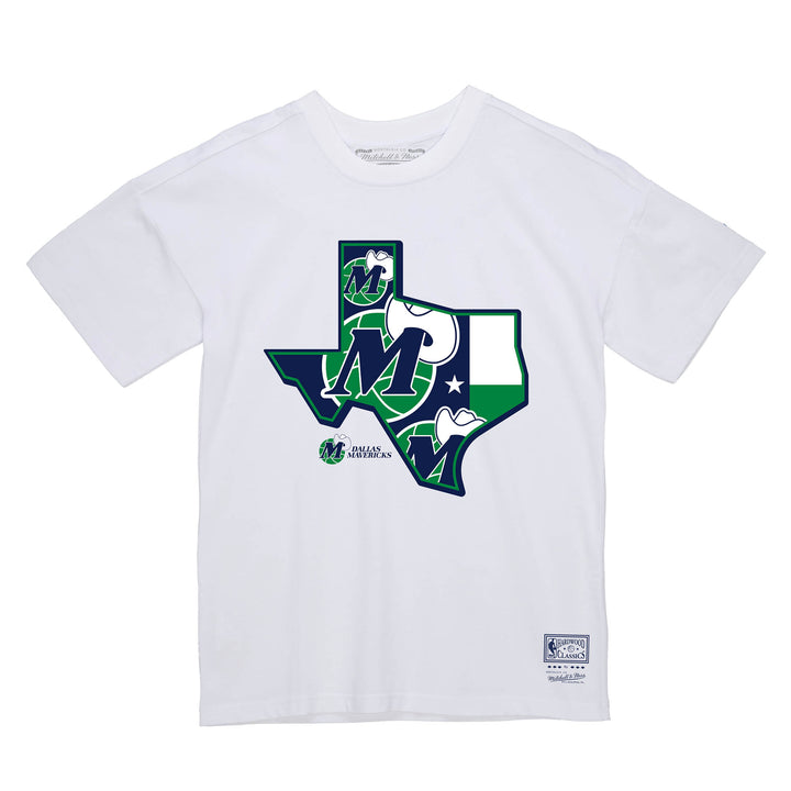 DALLAS MAVERICKS MITCHELL & NESS WHITE TEXAS LOGO TEE