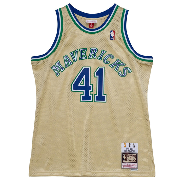 DALLAS MAVERICKS DIRK NOWITZKI HARDWOOD CLASSIC GOLD JERSEY
