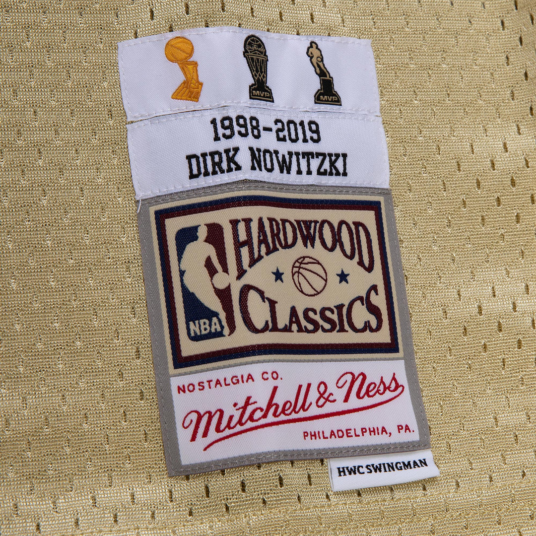 DALLAS MAVERICKS DIRK NOWITZKI HARDWOOD CLASSIC GOLD JERSEY