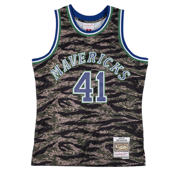 DALLAS MAVERICKS MITCHELL & NESS DIRK NOWITZKI TIGER JERSEY