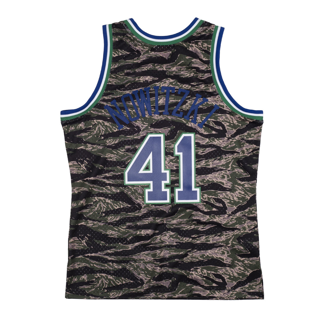 DALLAS MAVERICKS MITCHELL & NESS DIRK NOWITZKI TIGER JERSEY